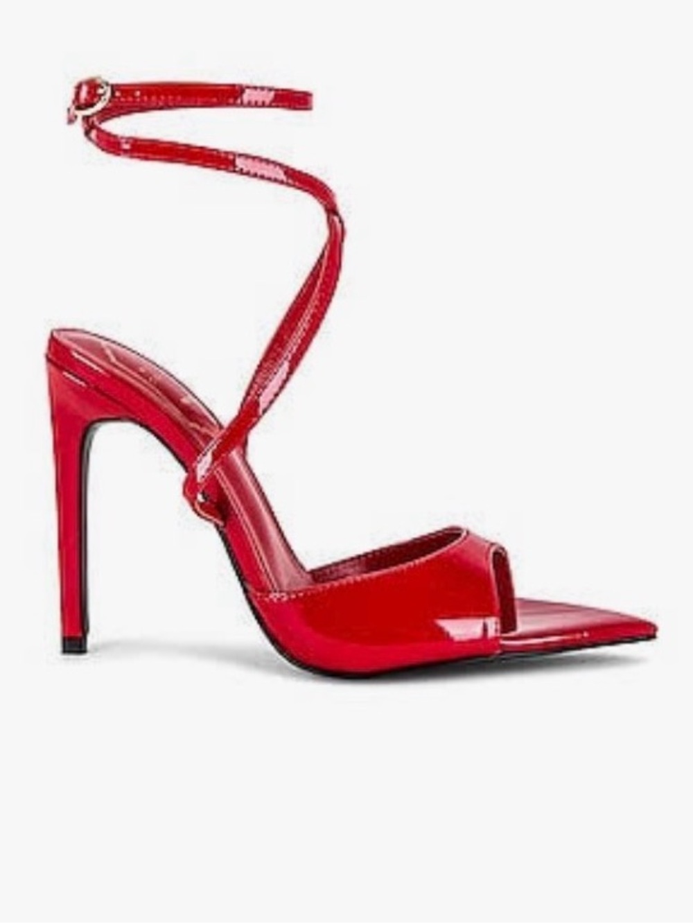 NWT Michael Costello x Revolve Red Patent Ankle-Wrap Stiletto Sandals